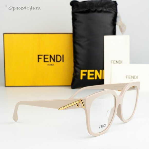 NEW Fendi FE50064F 025 Ivory Cream Demo Women Geometric Oversized Eyeglasses - Picture 4 of 8